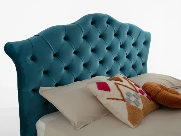 Letto classico matrimoniale Amalia in tessuto - foto 2 di 4