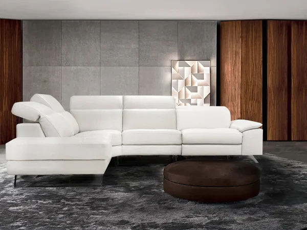 Divano ad angolo con 1 relax elettrico in vera pelle pieno fiore modello Genius - foto 1 di 13