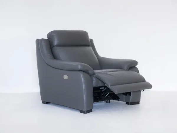 Poltrona con recliner elettrico in Vera Pelle modello Jean - foto 2 di 3