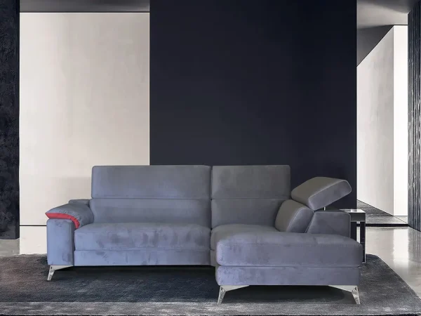 Divano ad angolo con 1 relax xxl elettrico in microfibra Nabuk modello Life - foto 1 di 2