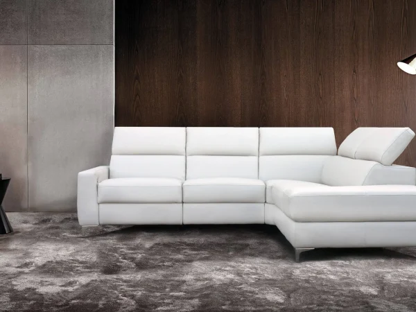 Divano ad angolo con 1 relax elettrico in vera pelle pieno fiore modello Nilo - foto 1 di 14