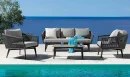 Olbia Set completo da esterno con divano tre posti, 2 poltrone e tavolino outdoor