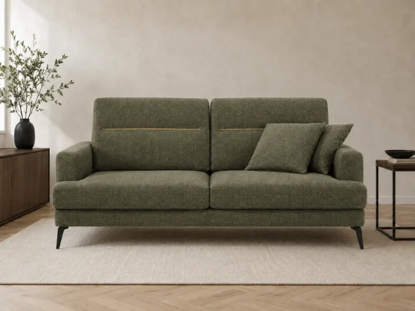 Divano Aisha verde, vista frontale