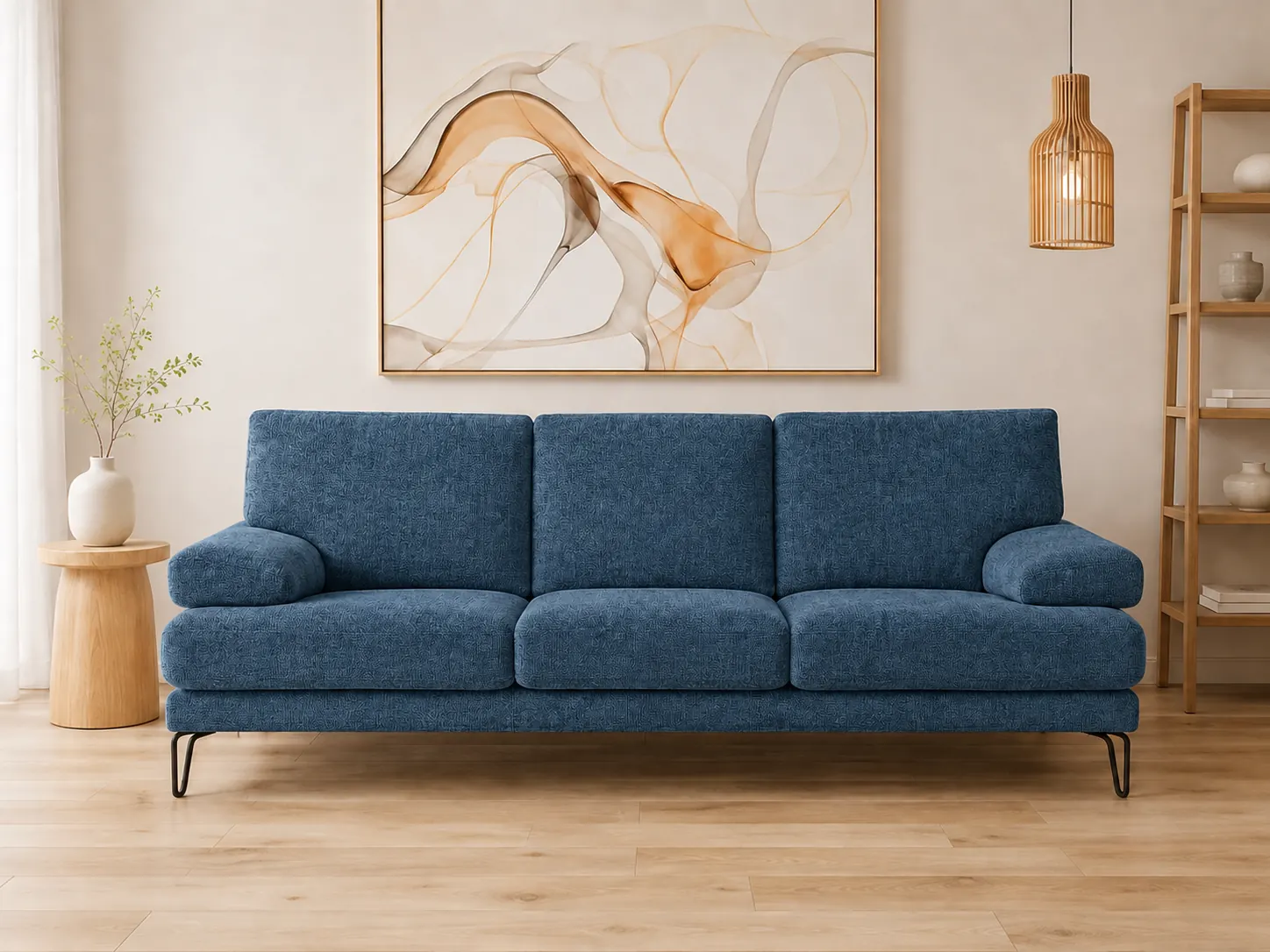 Divano Arcadia blu, vista frontale Divano Arcadia blu, vista frontale