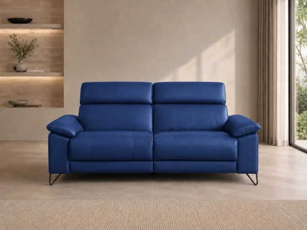 Divano Axel blu, vista frontale