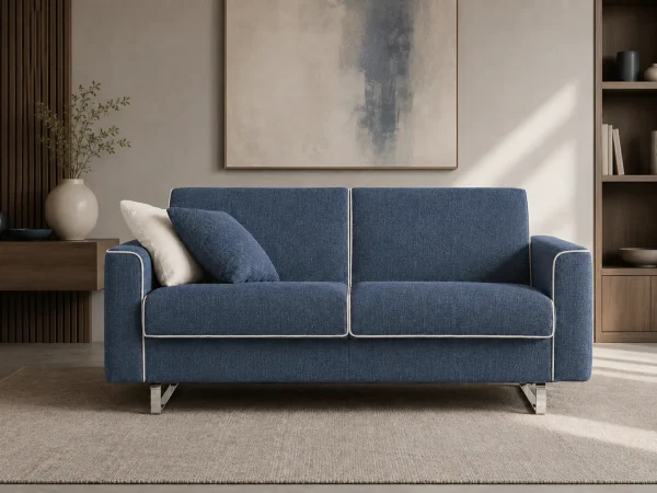 Divano Cassia blu, vista frontale