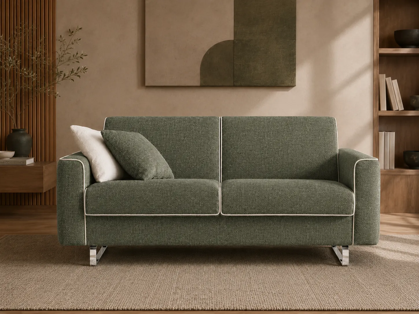 Divano Cassia verde, vista frontale Divano Cassia verde, vista frontale