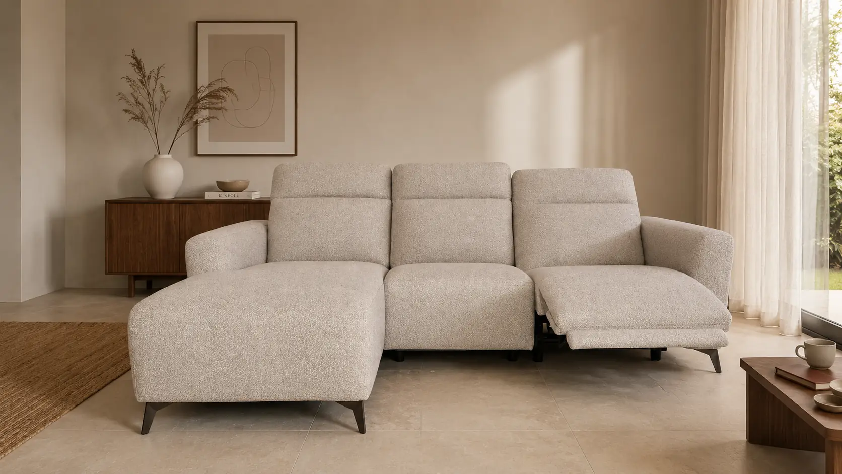 Samuel Divano tre posti con chaise longue e recliner elettrico - foto 2 di 5 Samuel Divano tre posti con chaise longue e recliner elettrico - foto 2 di 5