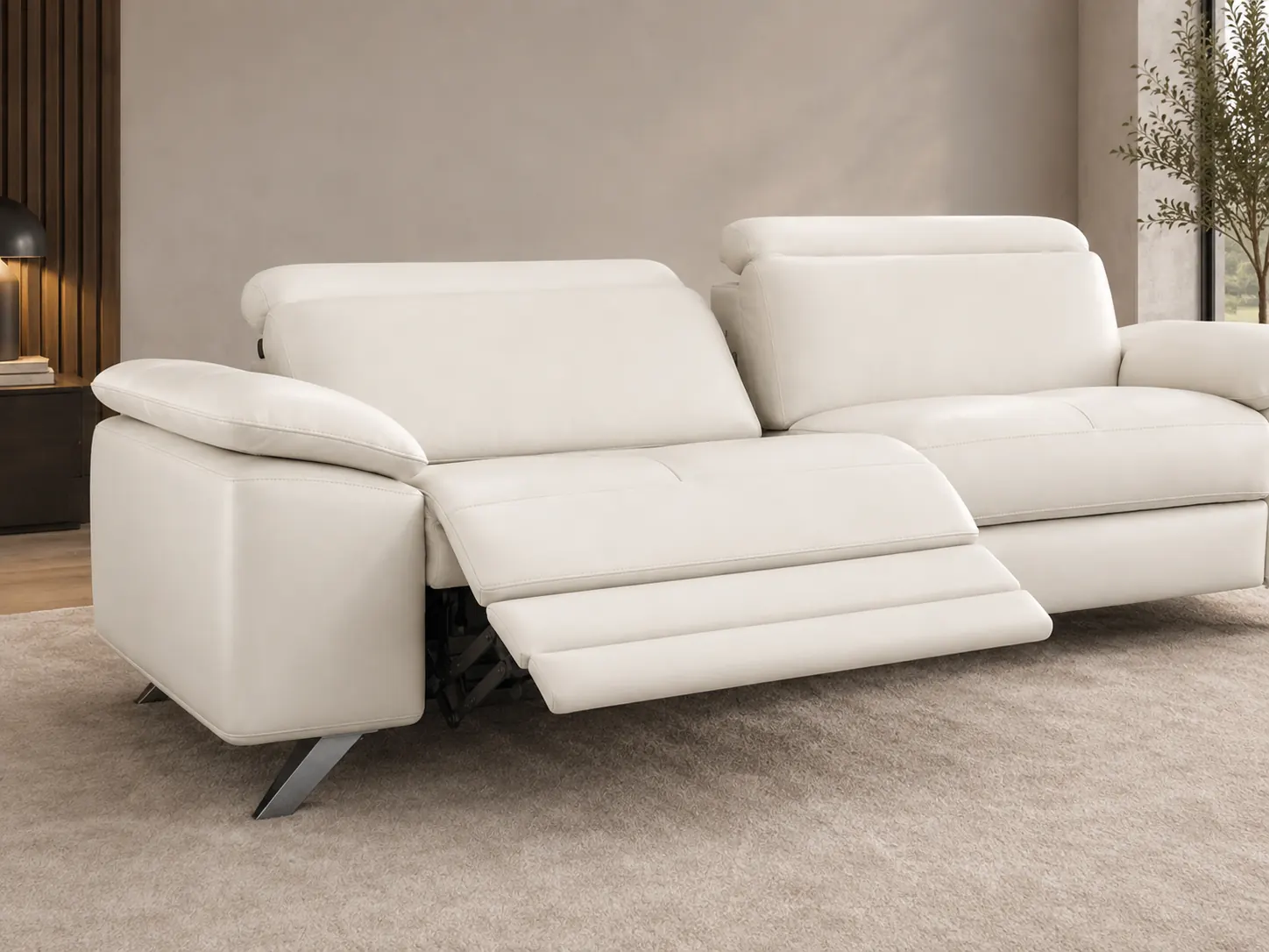 Divano Genius bianco, dettaglio del bracciolo Divano Genius bianco, dettaglio del bracciolo