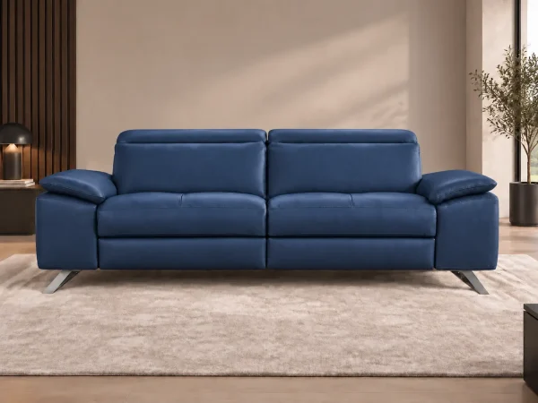 Divano Genius blu, vista frontale Divano Genius blu, vista frontale