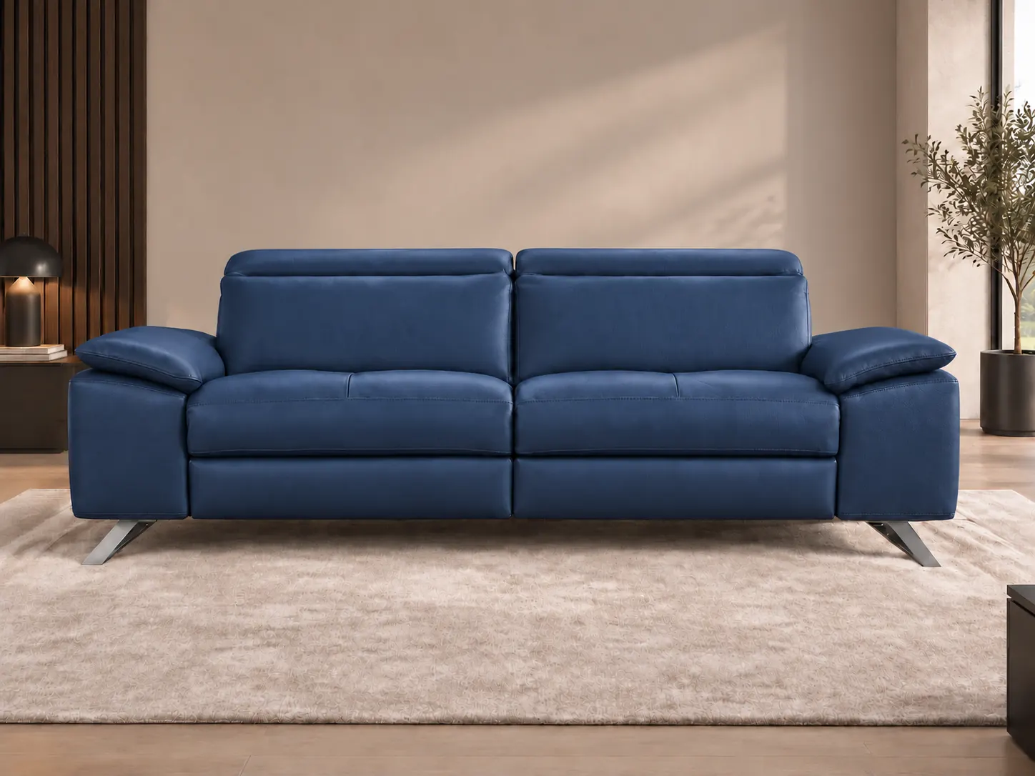 Divano Genius blu, vista frontale Divano Genius blu, vista frontale