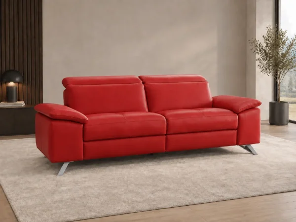 Divano Genius rosso, vista di tre quarti
