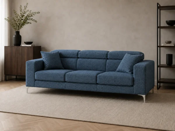 Divano Jessie blu, vista di tre quarti