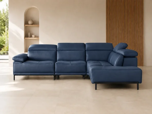 Divano Linus blu, vista frontale