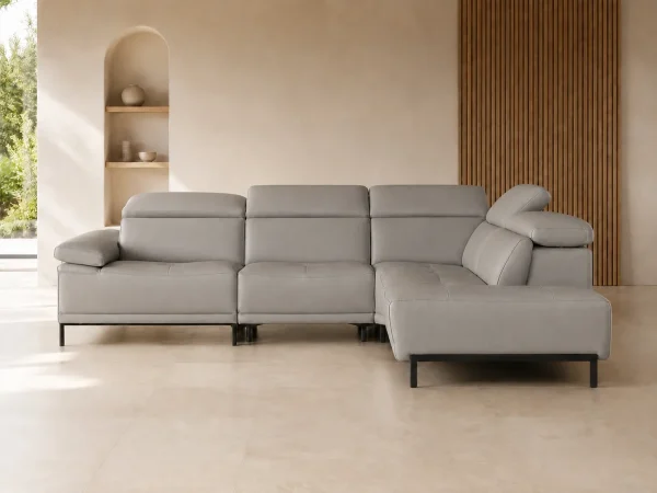 Divano Linus grigio, vista frontale