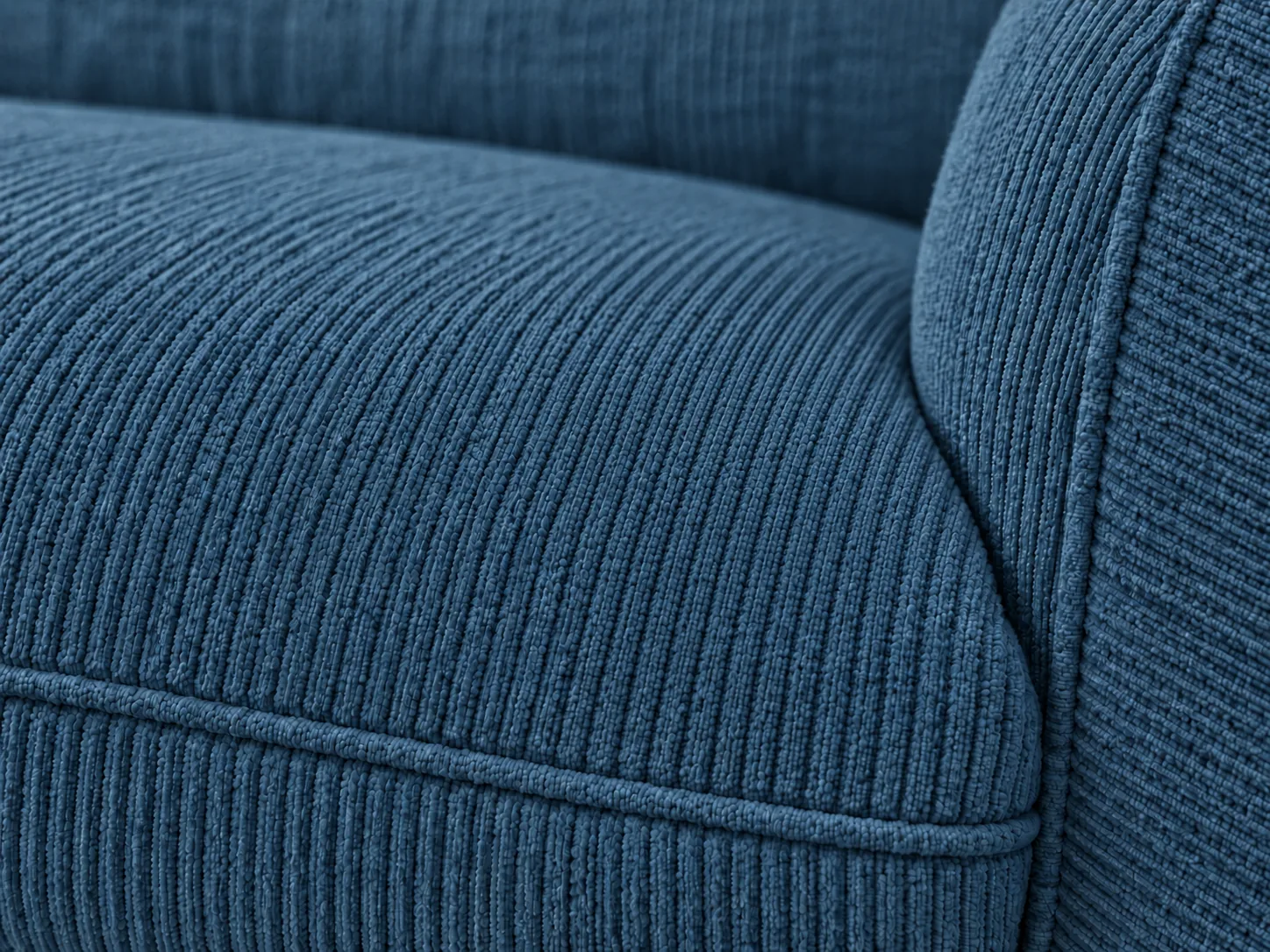 Divano letto Mango blu, dettaglio ravvicinato del tessuto Divano letto Mango blu, dettaglio ravvicinato del tessuto