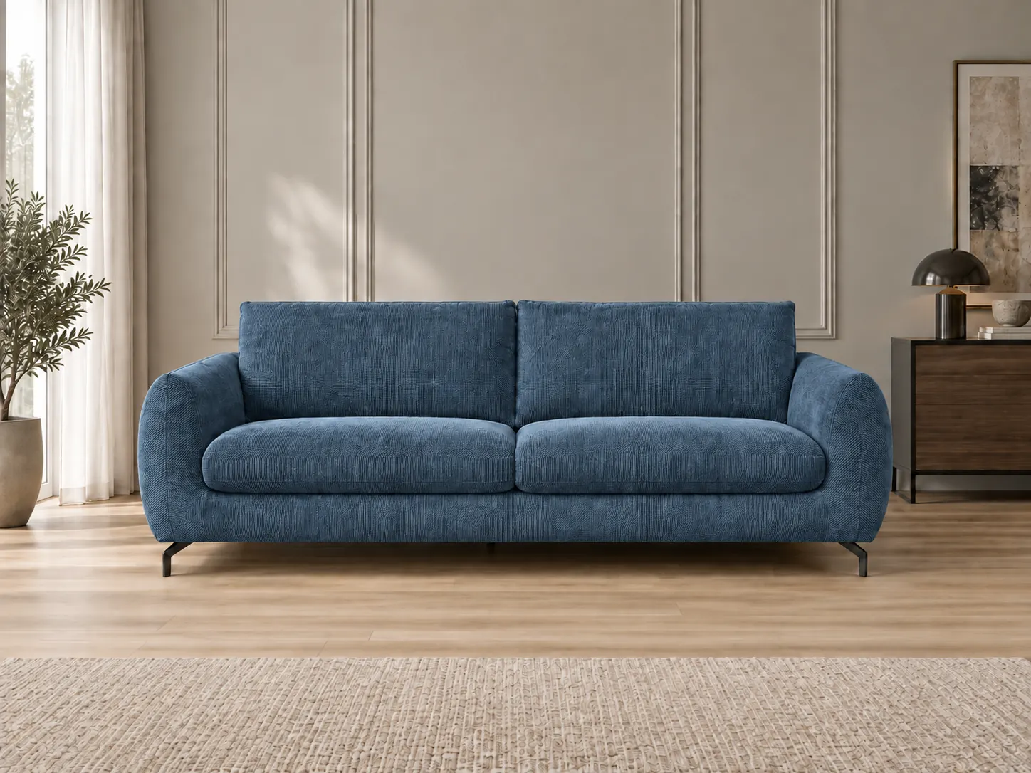 Divano Mango blu, vista frontale Divano Mango blu, vista frontale