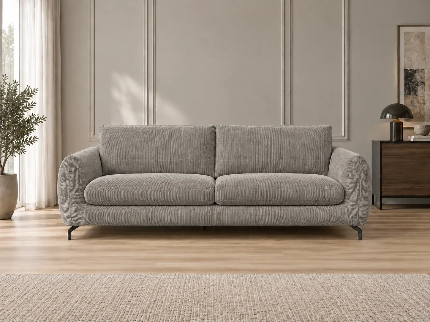 Divano Mango grigio, vista frontale Divano Mango grigio, vista frontale