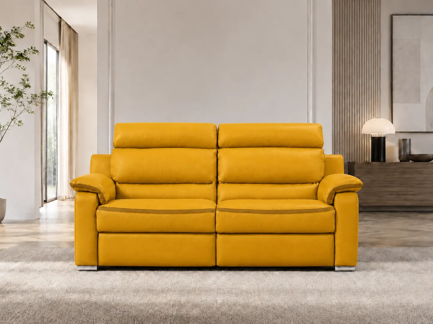 Divano Mercury giallo, vista frontale Divano Mercury giallo, vista frontale