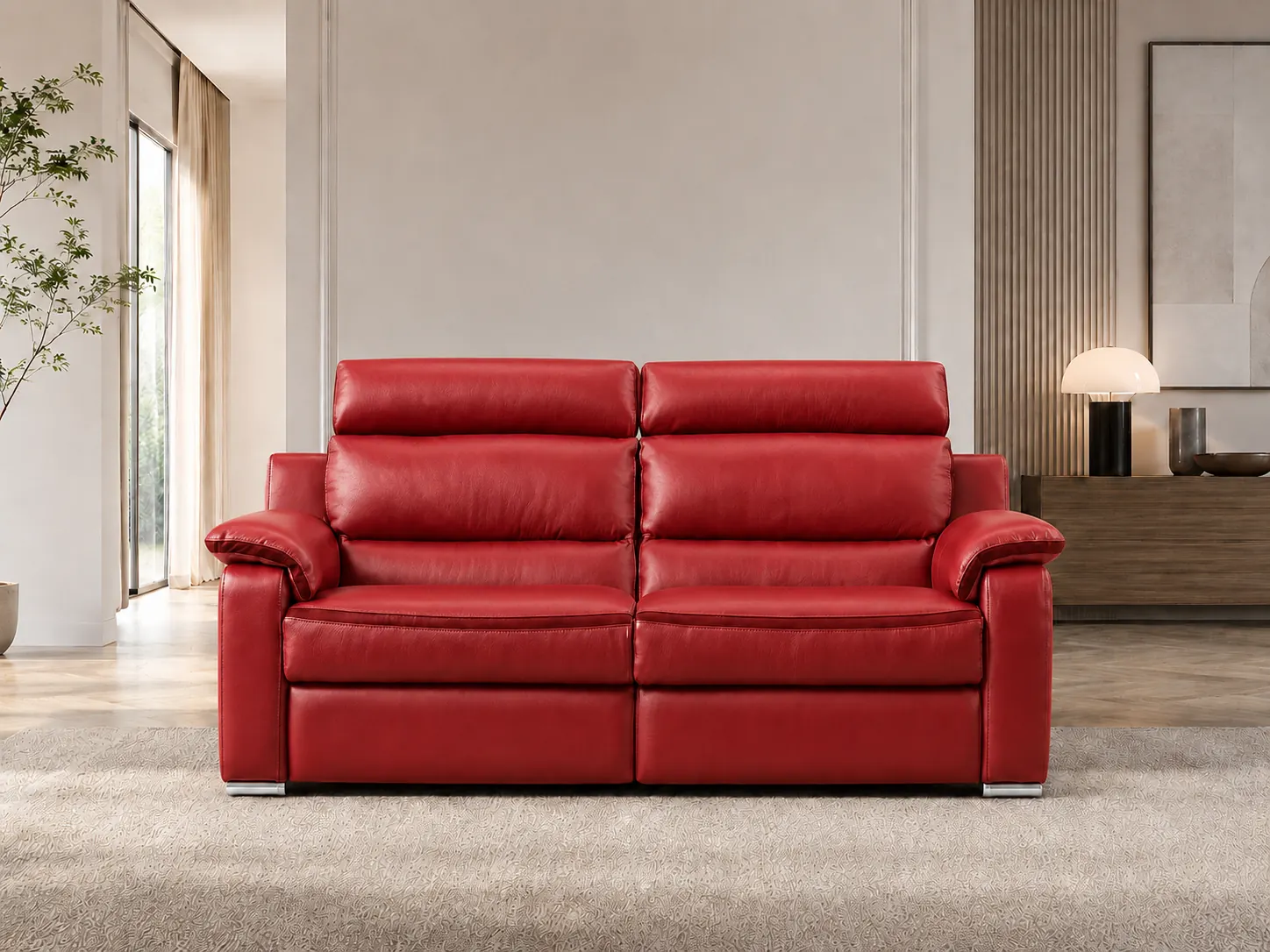 Divano Mercury rosso, vista frontale Divano Mercury rosso, vista frontale