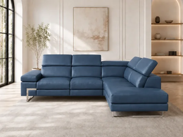 Divano Opera blu, vista frontale
