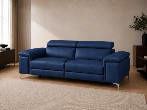 Divano Oscar blu, vista di tre quarti