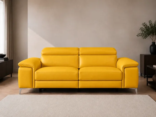 Divano Oscar giallo, vista frontale