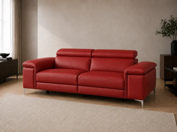Divano Oscar rosso, vista di tre quarti