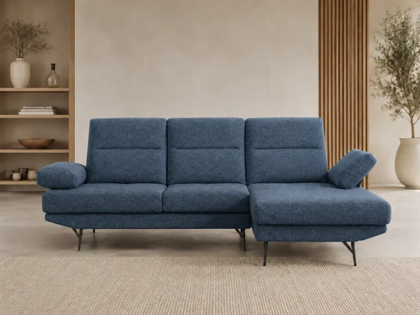 Divano Toro blu, vista frontale
