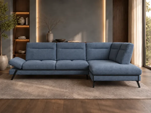 Divano Athena blu, vista frontale Divano Athena blu, vista frontale