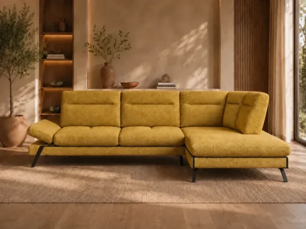 Divano Athena giallo, vista frontale