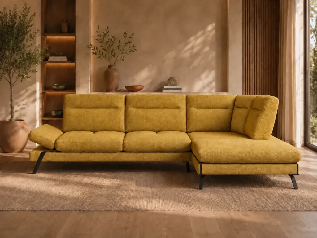 Divano Athena giallo, vista frontale Divano Athena giallo, vista frontale
