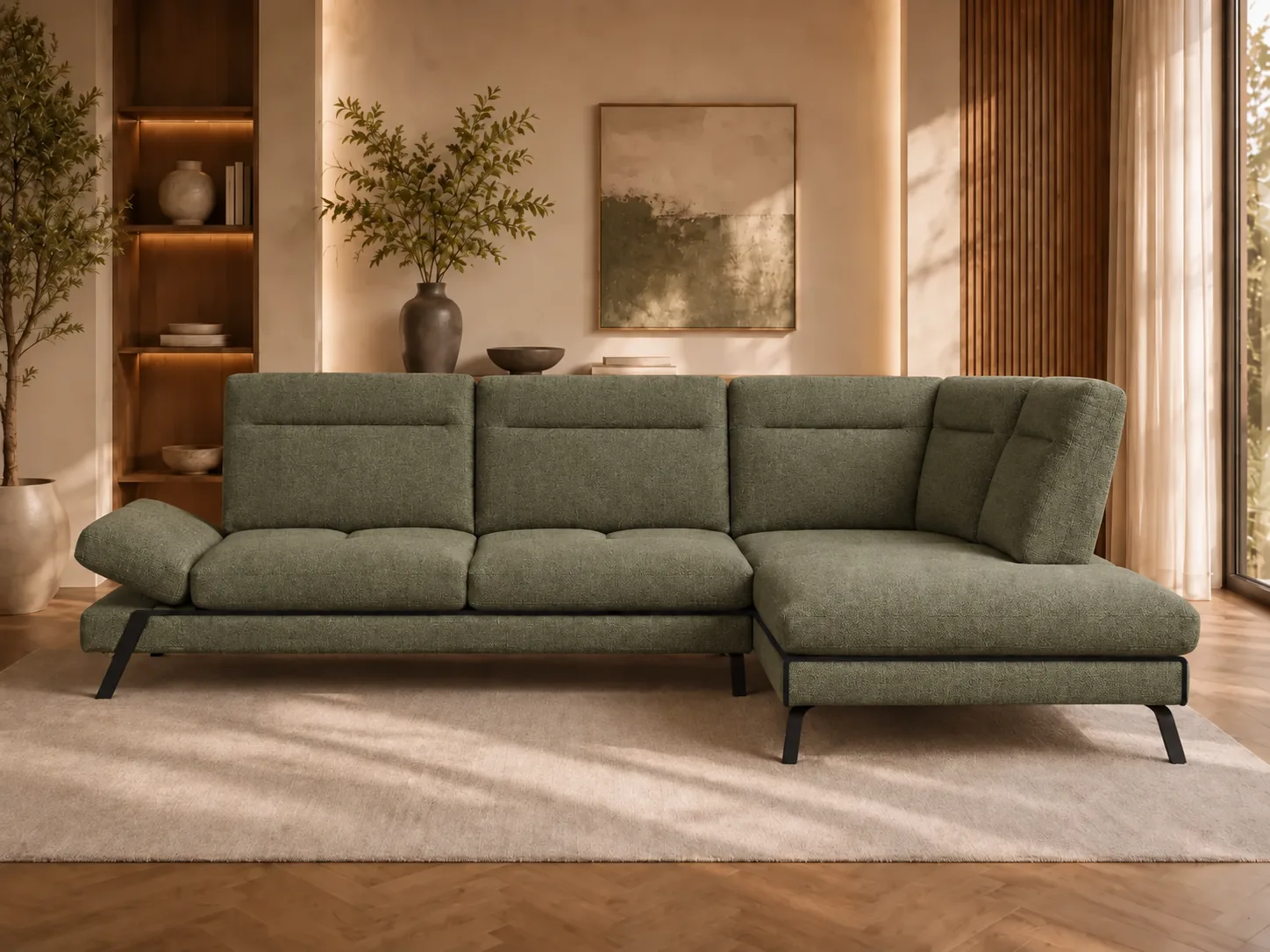Divano Athena verde, vista frontale Divano Athena verde, vista frontale